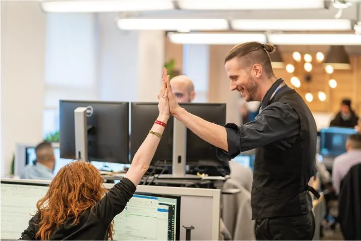 ACS team high-five moment